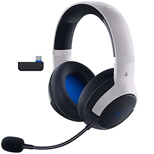 Razer Kaira Wireless PlayStation Gaming Headset, White & Black | 50mm Drivers, HyperClear Cardioid Mic, Memory Foam Cushions, Bluetooth, 30 Hr Battery, for PlayStation 5, PS4, PC, Mobile - color: White/Black, style: Kaira HyperSpeed