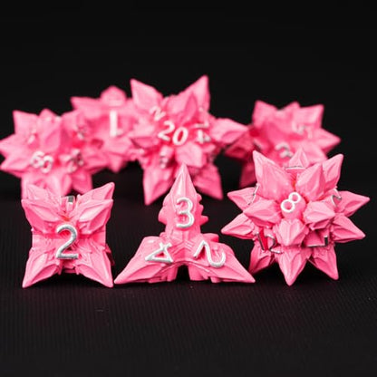 DND Dice Set Metal,Polyhedral D&D Metallic Heterotypic D and D Dice with Cracks for Dungeons and Dragons RPG TTRPG 7-Die Set with Gift (Heterotypic, Heterotypic-Pink) - color: Heterotypic-pink, style: Heterotypic