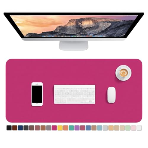 Hsurbtra Desk Pad, 30" x 14" PU Leather Desk Mat, XL Extended Mouse Pad, Waterproof Desktop Blotter Protector, Non-Slip Ultra Thin Large Laptop Keyboard Writing Mat for Office Home, Bright Rose - color: Bright Rose, size: 30" x 14"