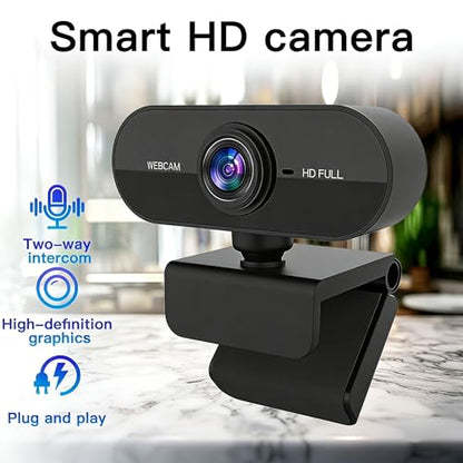 1080P Full HD Webcam with Dual Microphones, Security Camera,90 Degree FOV, Plug and Play USB for Streaming and Conferencing, Black