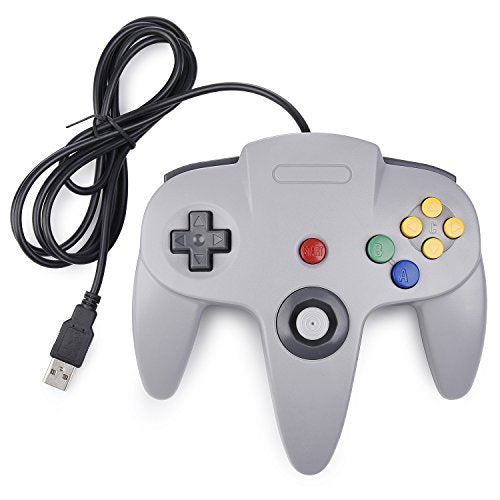 KIWITATA Classic N64 Wired USB Controller, Retro N64 Remote Game Pad Joystick Controller for Windows PC & MAC & Raspberry Pi 3 Gray - color: Grey
