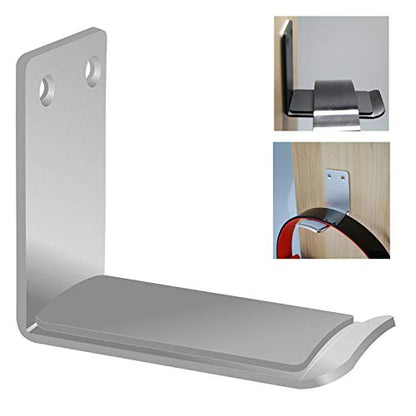 Headphone Stand Holder Stick-On Adhesive Hooks Under-Desk Earphone Stand Headset Hanger Mount 2 Pack Aluminum Wallmount Hook Clamp Headphone Desk Hanger (2 silver)