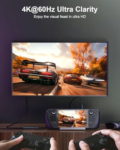 USB C to HDMI Cable 2 in 1 Steam Deck Adapter 4K 60Hz HDMI 100W Charging Port, Monitor TV Connector Cable USB C Dock for Steam Deck OLED/ROG Xbox Ally/iPad/Samsung Galaxy Dex/Tablet/iPhone 17 6.6TF/2M