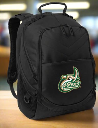 Broad Bay UNC Charlotte Laptop Backpack – Official 49ers Logo – Durable 600D Polyester – Padded Laptop Compartment – Ideal Travel & Work Backpack – Fits Up to 17” Laptops - color: Black