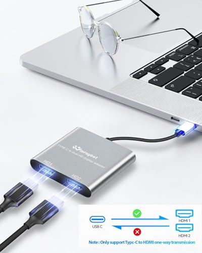 USB C to Dual HDMI Adapter, USB Type-C to 2 HDMI Display Converter, 4K@60Hz/Dual 4K@30Hz for Mac/Lenovo/Dell, Plug and Play Compatible with Windows & Mac OS, Support Thunderbolt 3 & USB-C Laptop - style: USB C to 2 HD