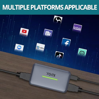 4K HDMI Capture Card, USB 3.0 Game Video Recorder with RGB Indicator | Capture up to 4K30, 1440p60 or 1080p120 with 4K60 loop-out, low latency, mic/line input and plug-and-play setup.
