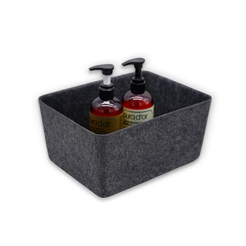 Welaxy Minimalist Felt Desk Drawer Organizer Charcoal Deep Wider Storage Bin - color: Charcoal Bin, size: M