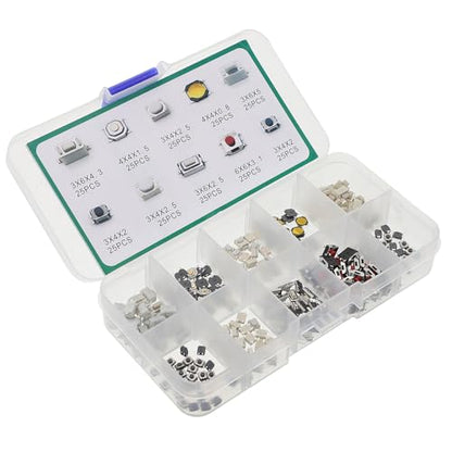 250pcs Car Momentary Push Button Switches Small Tactile Automotive Replacement Kit for Electronic Repair and Arcade Game Parts
