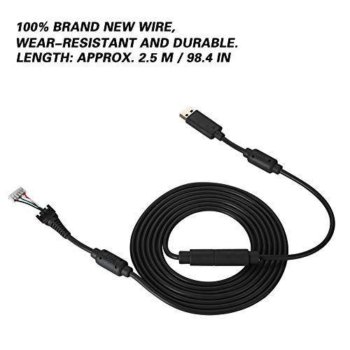 8.2FT USB 5Pin Gamepad Cable Replacement Wire with Breakaway Adapter for 360, Replacement Cable for 360 Controller USB Cable for 360 (Black) - color: Black