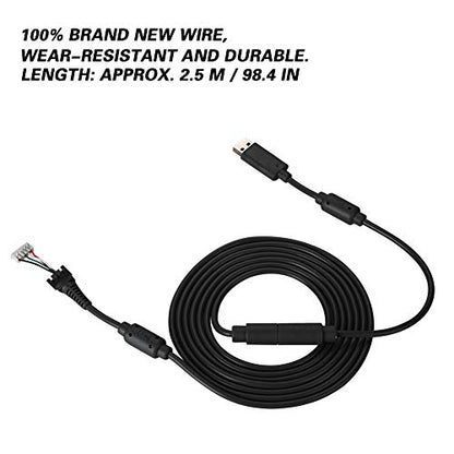 8.2FT USB 5Pin Gamepad Cable Replacement Wire with Breakaway Adapter for 360, Replacement Cable for 360 Controller USB Cable for 360 (Black) - color: Black