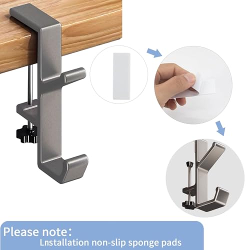 Headphone Stand - Aluminum Alloy Headphone Holder, Under Headset Stand for Desk Fit for PC Gaming Headset Hanger Hook Suitable for Office, Computer, Student Class Desk, Handmade Creator Table (Sliver)