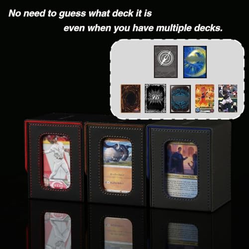 Venssu MTG Deck Box for Commander Display,Card Deck Box Fits 100 Double Sleeved Cards,TCG with 2 Dividers and 1 Toploader (BLACK/BLUE) - color: BLACK/BLUE