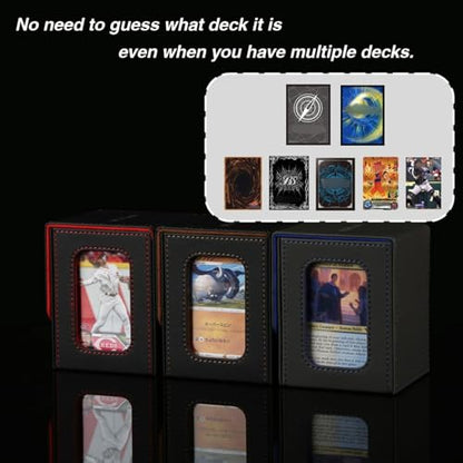 Venssu MTG Deck Box for Commander Display,Card Deck Box Fits 100 Double Sleeved Cards,TCG with 2 Dividers and 1 Toploader (BLACK/BLUE) - color: BLACK/BLUE