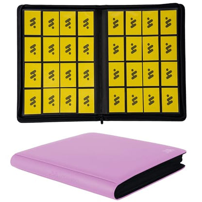 Card Binder 16 Pocket,Trading Card Binder Holds up to 1408 Cards with 44 Sleeves,Zipper Card Holder Album Compatible with TCG Card/Game Cards/Sports Card-Purple - color: Light Purple
