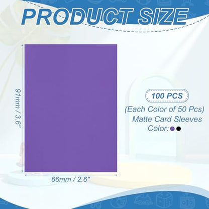 Matte Card Sleeves, Trading Card Sleeves Deck Protectors Perfect for Trading Cards & Baseball & Sports & Magic Gathering & Magic Game Cards (Black/Purple, 100 Pcs) - color: Black/Purple