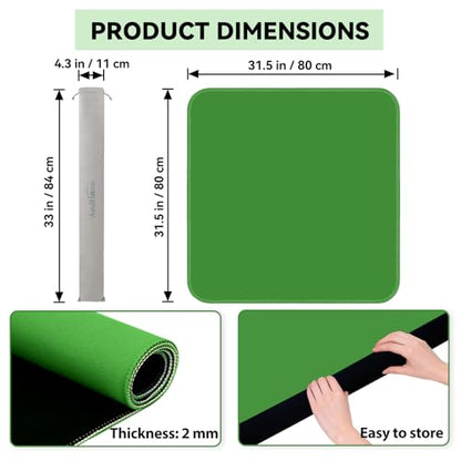 31.5'' Green Mahjong Mat for Table, Non-Slip Noise Reduction Gaming Mat | Classic Gaming Mat with Carrying Bag for Mahjong, Poker, Card, Domino, Board Games, Dominoes,Cards & Tile Games - color: Jade Green