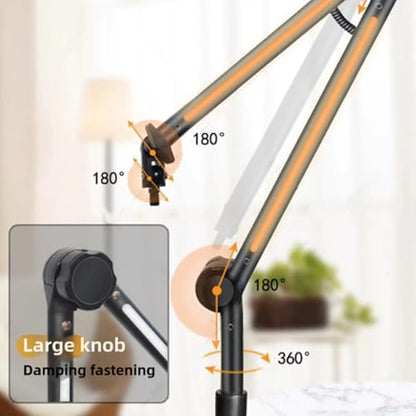 RGB Microphone Arm Stand, Metal Adjustable Desktop with 22 Color Modes and Large Damping Knob, for Gaming Streaming Podcasting
