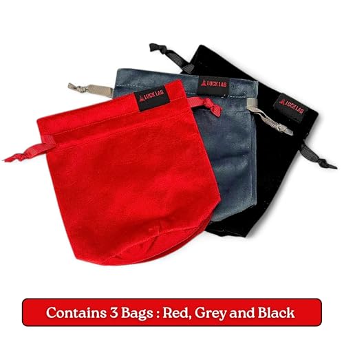 Velvet Drawstring Dice Bag - Set of Three Colors - Dungeons and Dragons Fabric/Standing Cotton Fabric Dice Bags/D&D Dice Pouch/Small Pouch/Velvet Jewelry Bag (Red, Black, Grey) - color: Red, Black, Grey