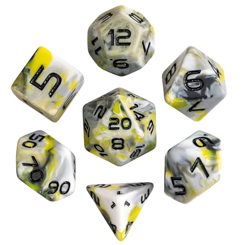 7PCS DND Dice Set RPG Resin Polyhedral Dice Set Camouflage Color with Leather Pouch for D&D Role Playing Games and Other Tabletop Games (Yellow) - color: Camo-yellow