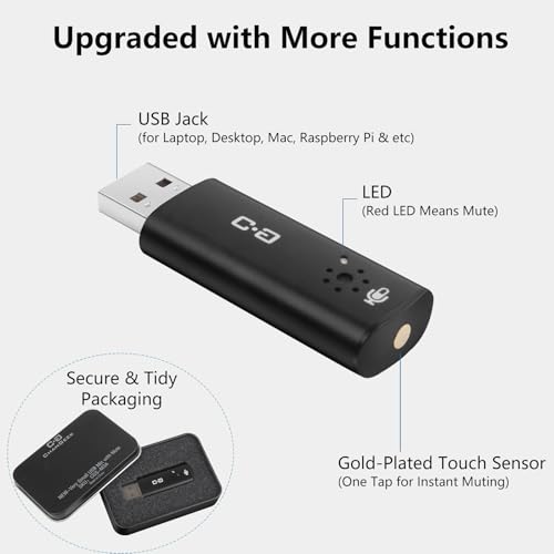 Upgrade USB Microphone with Touch Mute for Laptop & Desktop Computer | Plug-and-Play Condenser Mic with Mute LED Indicator, Clear Audio for Calls, Meetings, Study & Travel