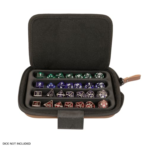 ENHANCE Designer Edition Dice Tray - Stylish Dice Case and Dice Holder for 28+ Dice with EVA Shell Protection - Dice Rolling Tray with Removable Dice Holder for DnD, Other RPG Games (Tan) - color: Tan