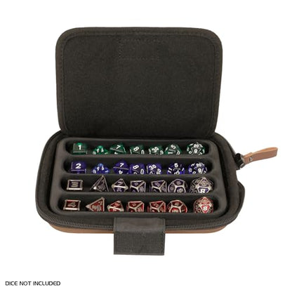ENHANCE Designer Edition Dice Tray - Stylish Dice Case and Dice Holder for 28+ Dice with EVA Shell Protection - Dice Rolling Tray with Removable Dice Holder for DnD, Other RPG Games (Tan) - color: Tan