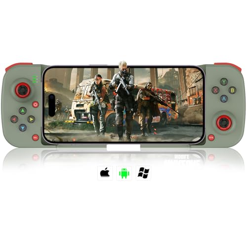 arVin Wireless Gaming Controller for iPhone Android PC Gamepad Joystick for iOS iPhone 15/14/13, iPad, Samsung Galaxy S23/S22/S21, Google Pixel, One Plus, Tablet, Call of Duty Mobile -with Back Button - color: Green
