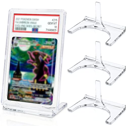 3 Pack Clear Acrylic Trading Card Holder Display Stand Easel | For Playing Card Holder, Photo Card Holder, Sports & Baseball Card Holder, Graded Card Display, Magnetic Holders, Top Loaders - size: 3 Pack