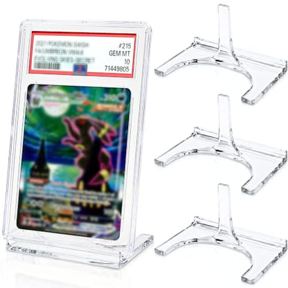 3 Pack Clear Acrylic Trading Card Holder Display Stand Easel | For Playing Card Holder, Photo Card Holder, Sports & Baseball Card Holder, Graded Card Display, Magnetic Holders, Top Loaders - size: 3 Pack