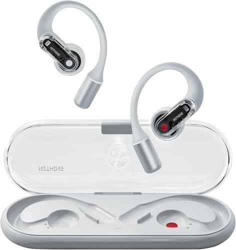 Nothing Ear (Open) Open Ear Headphones, Ultra-Light with Adjustable Earhooks, Multipoint Connection Bluetooth Earbuds, Clear Voice Technology for AI Calls, IP54, Fast Charging, ChatGPT Supported - color: White