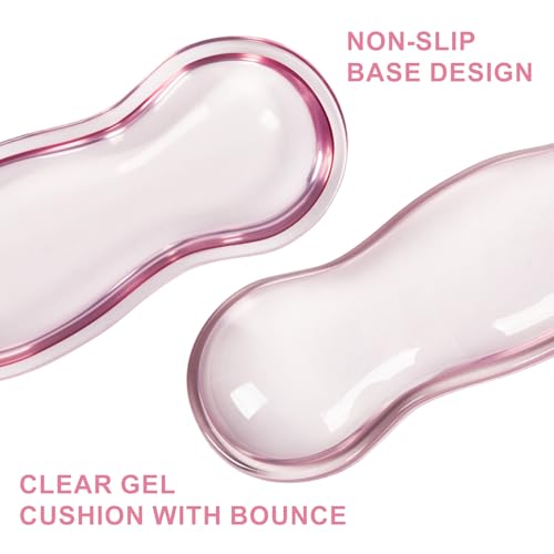 L-SPOUTTO Pink Striped Mouse Pad Set,Scalloped XXL Desk Mat + Ergonomic Mouse Wrist Rest + Gel Keyboard Wrist Rest for Keyboard 65%/75%,3in1 Large Desk Pad for Desktop Home Office Computer Game - color: Pink Striped