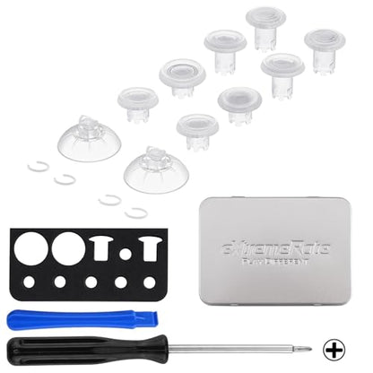 eXtremeRate ThumbsGear V3 Interchangeable Ergonomic Thumbsticks for PS5 Controller, Replacement Analog Thumb Sticks for PS4 Controller - 4 Height Adjustable Convex & Concave Grip Joysticks - Clear - color: Clear