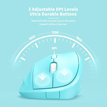 Ergonomic Wireless Mouse with USB Receiver for PC Computer, Laptop and Desktop, Ergo Mouse Vertical with Silent Clicks Long Battery Life, Up to 1600 DPI & 1 AA Battery Powered, Blue - color: Blue, size: USB Wireless