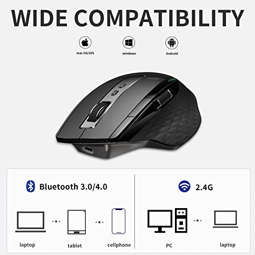 RAPOO 무선 키보드 및 레이저 마우스 콤보, 멀티 장치 (블루투스 4.0+3.0+2.4G) 키보드 및 마우스 세트, 윈도우/안드로이드/맥 OS용 울트라 슬림 컴퓨터 키보드 컴팩트 디자인