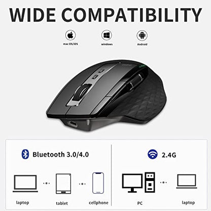 RAPOO 무선 키보드 및 레이저 마우스 콤보, 멀티 장치 (블루투스 4.0+3.0+2.4G) 키보드 및 마우스 세트, 윈도우/안드로이드/맥 OS용 울트라 슬림 컴퓨터 키보드 컴팩트 디자인
