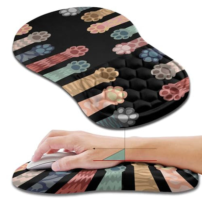 Hokafenle Ergonomic Mouse Pad Wrist Support, Wrist Rest Mousepad for Carpal Tunnel Pain Relief with Integrated Memory Foam Slope Massage Bulge (11.8x7.9 inch,Cute Cat Claw - color: KM28-Cute Cat Claw