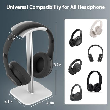 Headphone Stand for Desk - Headset Stand Headphone Holder (White) | with Aluminum Hanger and Plastic Headrest, headphone holder for AirPods Max, Sony, Bose, Beats and More - color: White