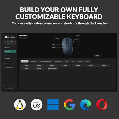 Keychron BM25 Silent Quiet-Click Mouse, Ergonomic Rechargeable Mice with Tri-Mode, 2.4G/Bluetooth 5.2/Wired, 1000Hz Polling Rate, Adjustable DPI, Programmable for Mac, Windows, Linux - Space Gray - color: Gray