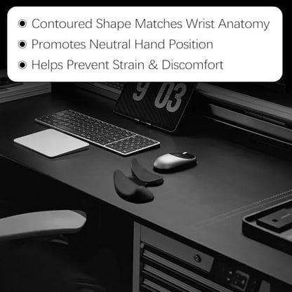 Ergonomic Wrist Rest for Mouse, Dual Palm-Wrist Support, Black | Curved Design for Wrist Pain Relief, Lightweight Portable, Glides Smoothly with Hand and Mouse