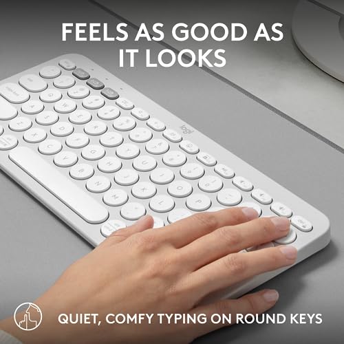 Logitech Pebble Keys 2 K380s, Multi-Device Bluetooth Wireless Keyboard with Customizable Shortcuts, Slim and Portable, Easy-Switch for Windows, macOS, iPadOS, Android, Chrome OS - Tonal White - color: White