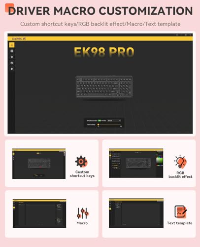 DAREU EK98pro Sakura Pink Wireless Mechanical Keyboard,Tri-Mode BT/2.4GHz/USB-C Creamy Gaming Keyboard with Number Pad,Gasket Structure,Hot Swappable Custom,RGB Backlit for Win/Mac - color: Sakura Pink-D
