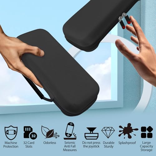 RAVEtone Travel Carrying Case Compatible with Nintendo Switch 2 Model 2025, Large Capacity Premium EVA Portable Hard Shell Pouch Waterproof Game Bag with 32 Game Cartridge Accessories (Black) - color: Black, style: Large