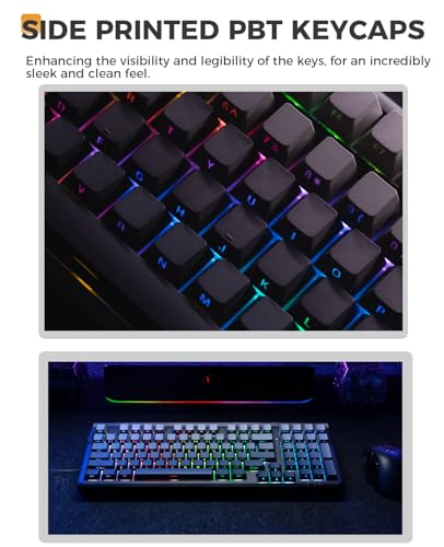 DAREU EK98PRO Wireless Mechanical Keyboard, Gasket Hot Swappable Custom, Pre-lubed Linear Switches, Side Printed PBT Keycaps, BT5.0/2.4GHz/USB-C, RGB Backlit Gaming Keyboard for Win/Mac - color: Cloudy Aqua