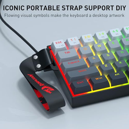 Redragon K617 HE Rapid Trigger Gaming Keyboard, 60% 61 Keys Wired Mechanical Keyboard w/Adjustable Hyper-Fast Actuation, Dedicated Hall Effect Magnetic Switch, PBT Gradient Keycap Strap Version - color: Gradient + Strap (HE Version)