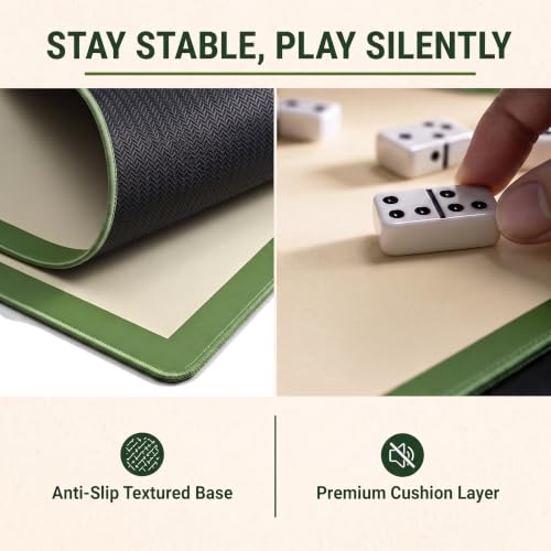 Mahjong Mat Green Plain 31.5x31.5 Inch 2mm Thick Neoprene Waterproof Noise Reduction Non-Slip Table Game Mat for Mahjong, Dominoes, Poker & Board Games with Storage Bag & 4 Dice - color: Green