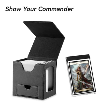 Card Deck Box for MTG Commander - Patented Design, Commander Display, Fits 100 Double-Sleeved Cards, 35pt Card Brick & Dice Tray - Justice Black - color: 8. Justice