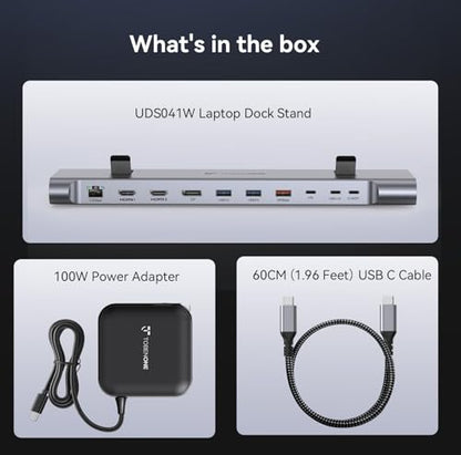 TobenONE Laptop Docking Station 3 Monitors,Triple 4K Display,10Gbps USB C/A | Laptop Stand Docking Station with 2 HDMI & DP,100W Power,2.5Gbps Ethernet,SD/TF 4.0,Audio,Fits Windows/Dell/HP/Lenovo Laptops
