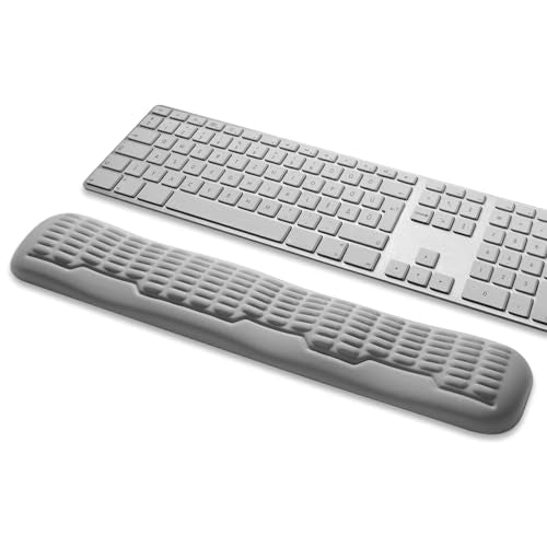 UnivoColors Memory Foam Keyboard Wrist Rest,Latest 3.0 Wave Curve Design,High-Resilience Memory Foam,Non-Slip Base Fits,Full-Sized Keyboards,Ideal for Work and Gaming(Grey) - color: Grey, style: Full Size Keyboard Wrist Rest