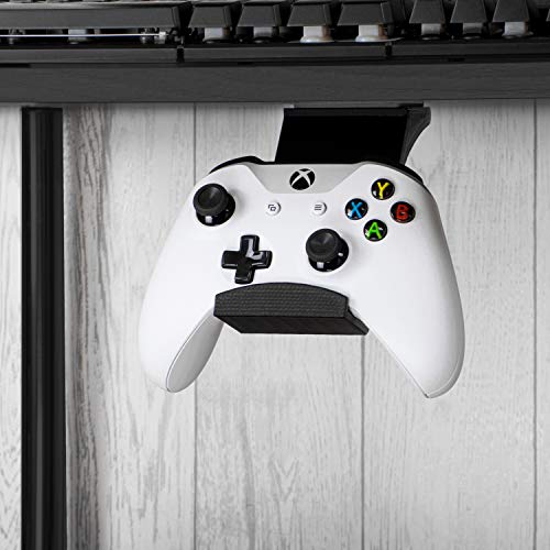 Gamepad Under The Desk Mount Holder Hanger for Xbox One, Switch, PS4, PC, Steam, Steelseries & Most Game Controllers, No Screws, VHB Tape, by Brainwavz (Black, Improved Adheasion Nov2019) - color: Black