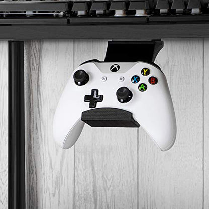 Gamepad Under The Desk Mount Holder Hanger for Xbox One, Switch, PS4, PC, Steam, Steelseries & Most Game Controllers, No Screws, VHB Tape, by Brainwavz (Black, Improved Adheasion Nov2019) - color: Black